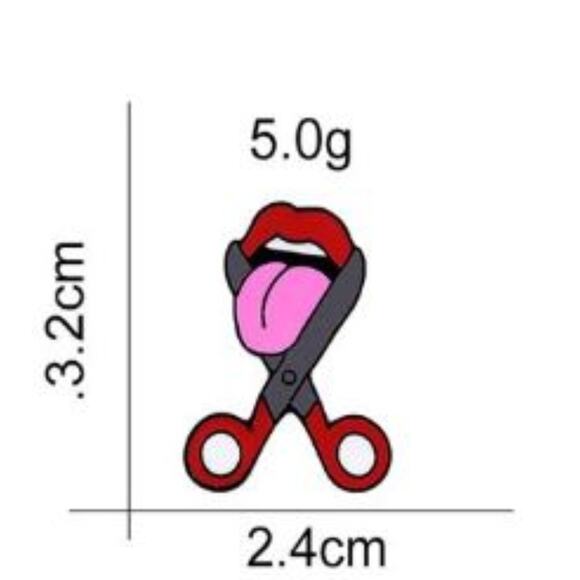 Cut My Tongue Out Scissor Pin Brooch - Picture 2 of 2